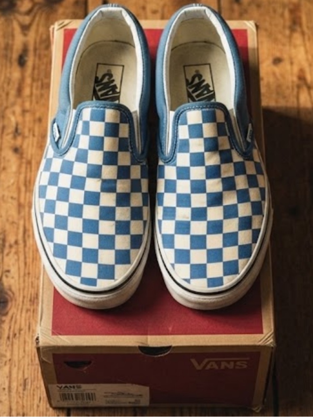 Vans Slip On Shoes Size 8 Blue Checkered